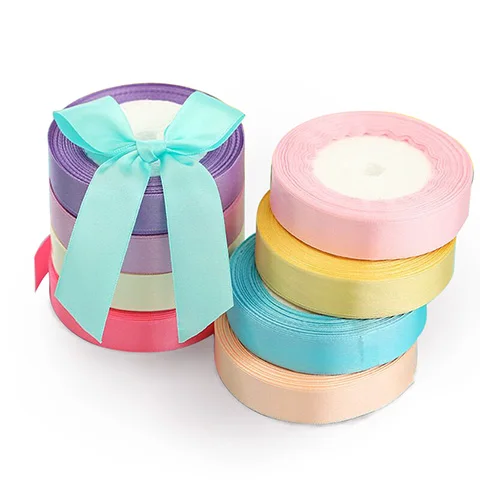 25 Yards/roll) 6/10/15/20/25mm Single Face Satin Ribbon Wholesale Wedding Christmas Gift Box Package Cake Baking Decoration