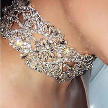 Collier ras du cou grandes fleurs en cristal pour femmes, bijou ras du cou, vintage, fashion, 2019
