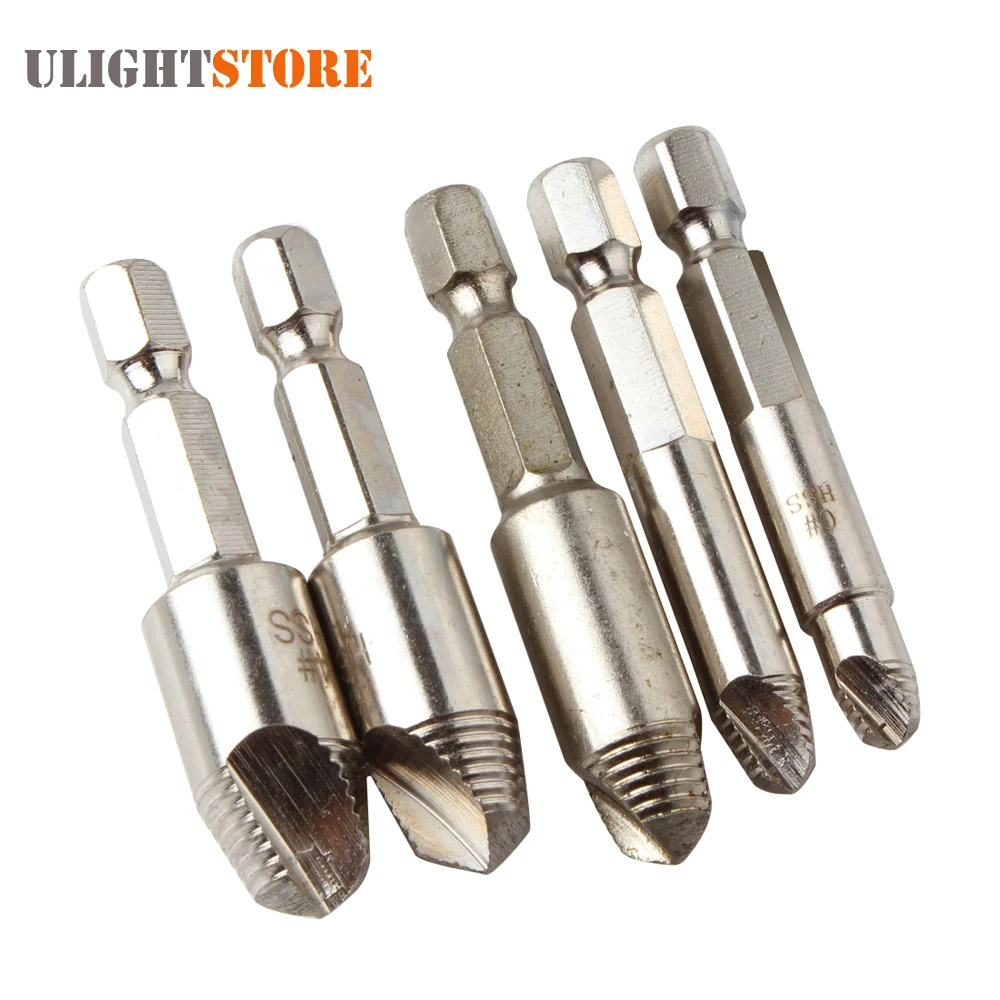 5pcs! Damaged Broken Screw Extractor Remover Drill Bit Set 1/4in Hex