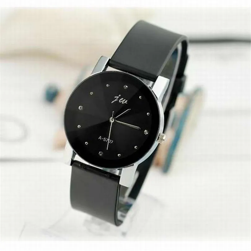 Mens Watch Quartz Leather 2017 Luxury Crystal Dial Leather Strap Quartz