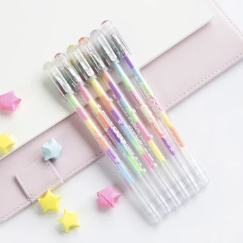 

6 Colors/Set Kawaii Highlighter Pen Set Fluorescente Color Changing Pens Black Paper Pastel Marker Highlighters For School