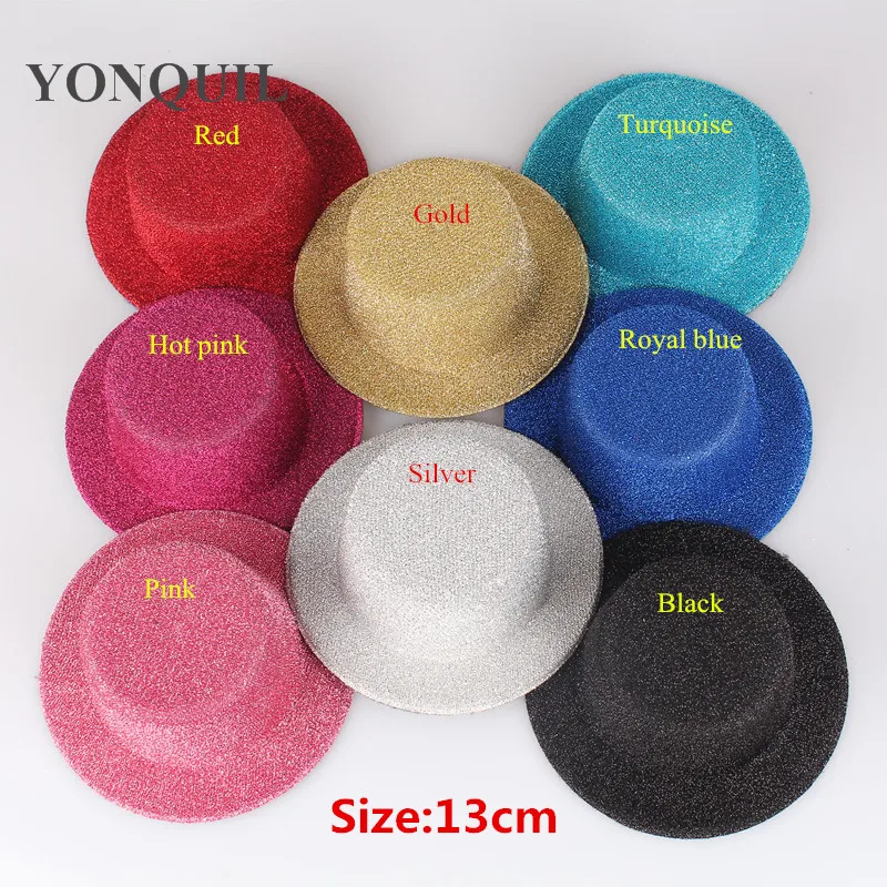 13 см блестящие вуалетки база блесток Мини-шляпы Свадебные шляпы DIY аксессуары для волос многоцветный можно выбрать 50 шт./партия