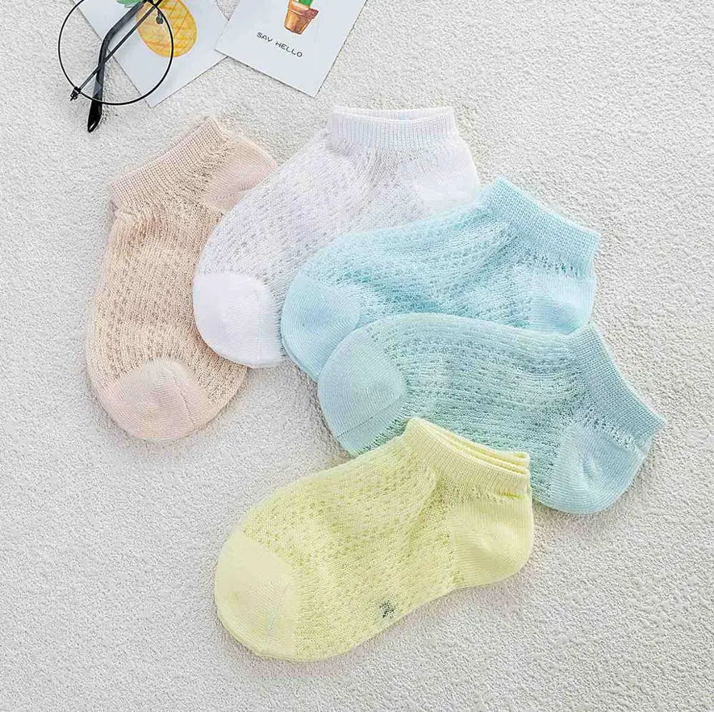 Baby Socks Toddler Soild Cotton Socks Kids Mesh Thin Summer Socks Infant Boy Girl Baby Sokken Newborn Soft Calcetines 5Pairs/lot - Цвет: E