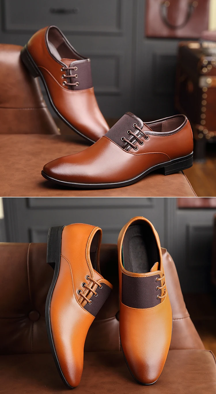 OSCO/кожаные туфли-оксфорды для мужчин; модельные туфли; Мужская официальная обувь с острым носком; деловые свадебные туфли размера плюс 38-44