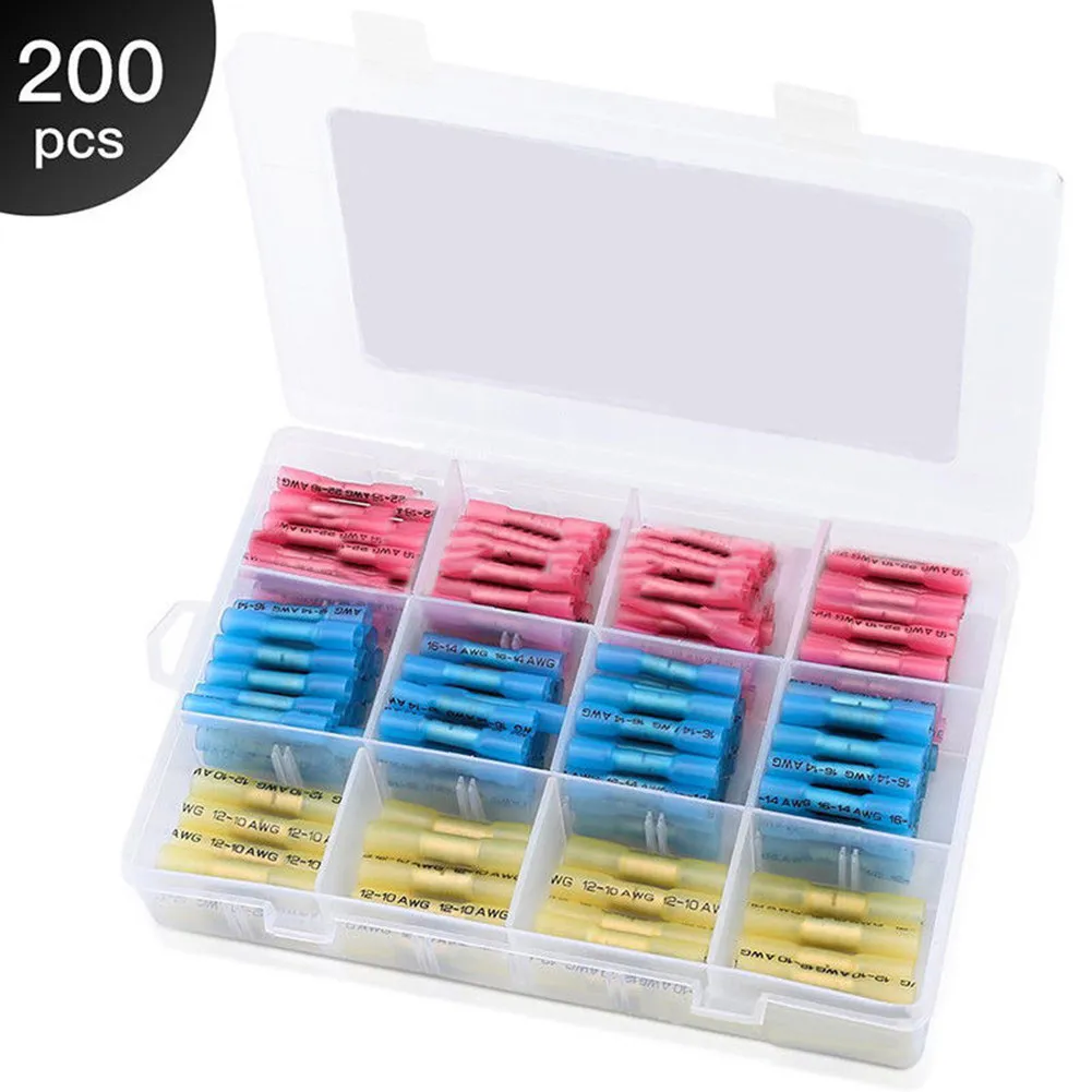 

200pcs Heat Shrink Terminals Kit Electrical Wire Connector Solder Seal Cable Connectors Waterproof Terminals