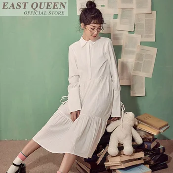 

Summer dress 2018 new arrival clothing Solid Butterfly Sleeve Turn-down Collar full sleeves dress clothing for women AA3558 a