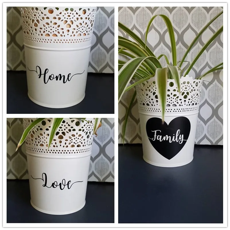 

Small Size Quote Home Love Family Decals for Flower pot or Mirror Decor 3PCS
