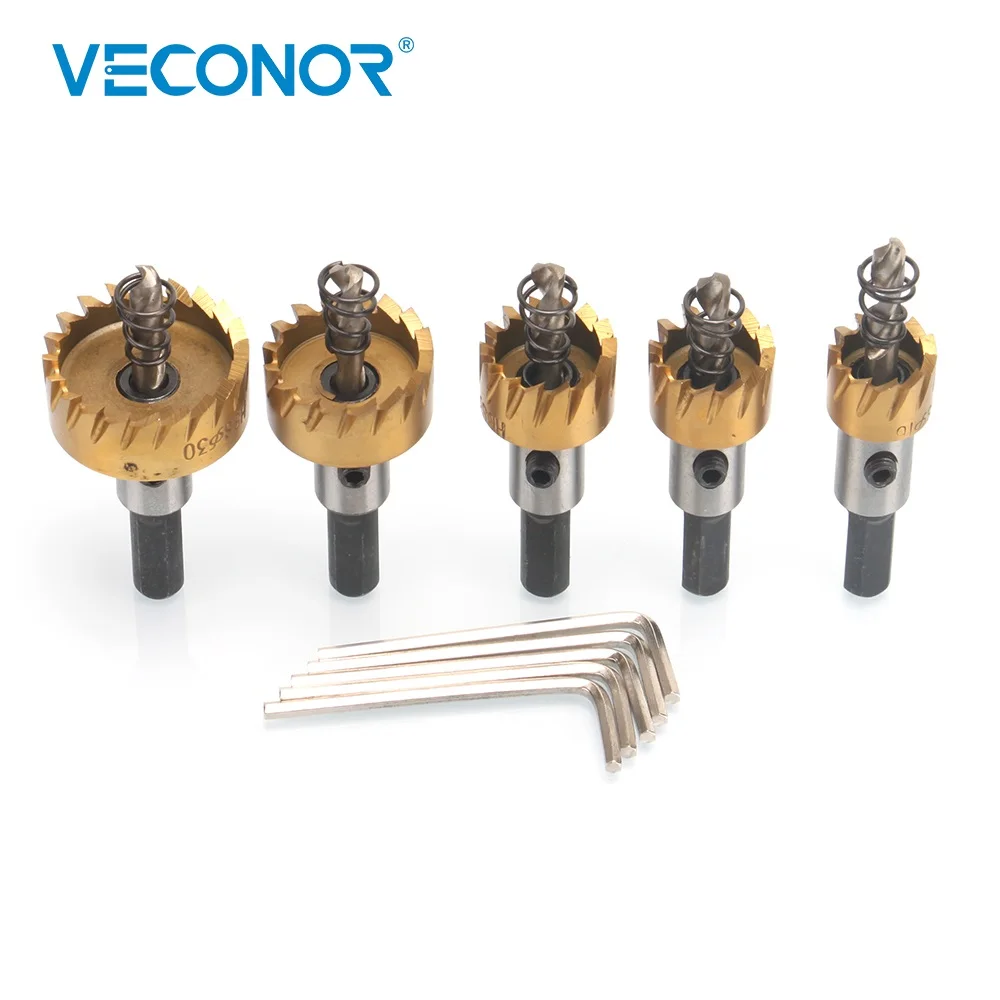 5PCS Carbide Tip HSS Drill Bit Saw Set Metal Wood Drilling Hole Cutting Tool For Installing Locks 16 18.5 20 25 30mm