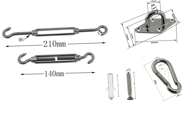 M6 из нержавеющей стали Tri angle Shade Sail комплекты или 3 углов Shade Sail аппаратные комплекты 1 компл