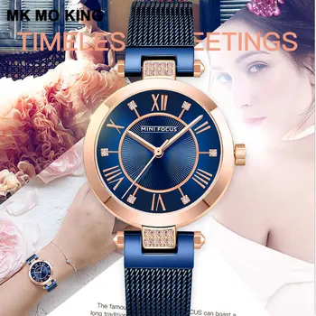 

Brand Ultra-Thin women's watch with diamond small dial 30M waterproof mesh belt Luxury quartz clock bracelet gift zegarek damski