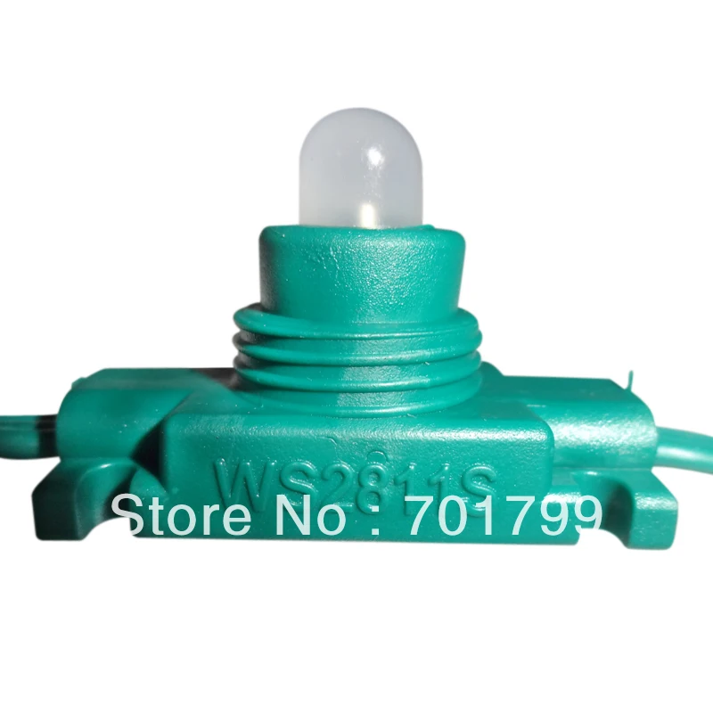 

50nodes DC12V WS2811 LED technicolor pixel;waterproof, RGB full color;in GREEN color case and wire