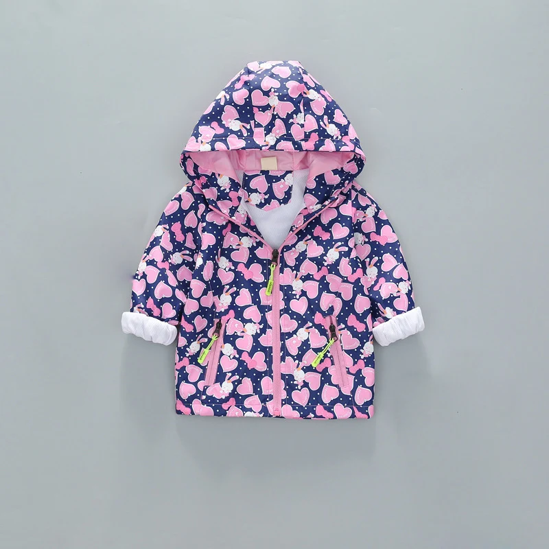 

2018 Spring Kids Jacket for Girls Coats Loving Rabbit Baby Girl Cartoon Hoody Children Windbreaker Autumn Clothing 5T Outerwear