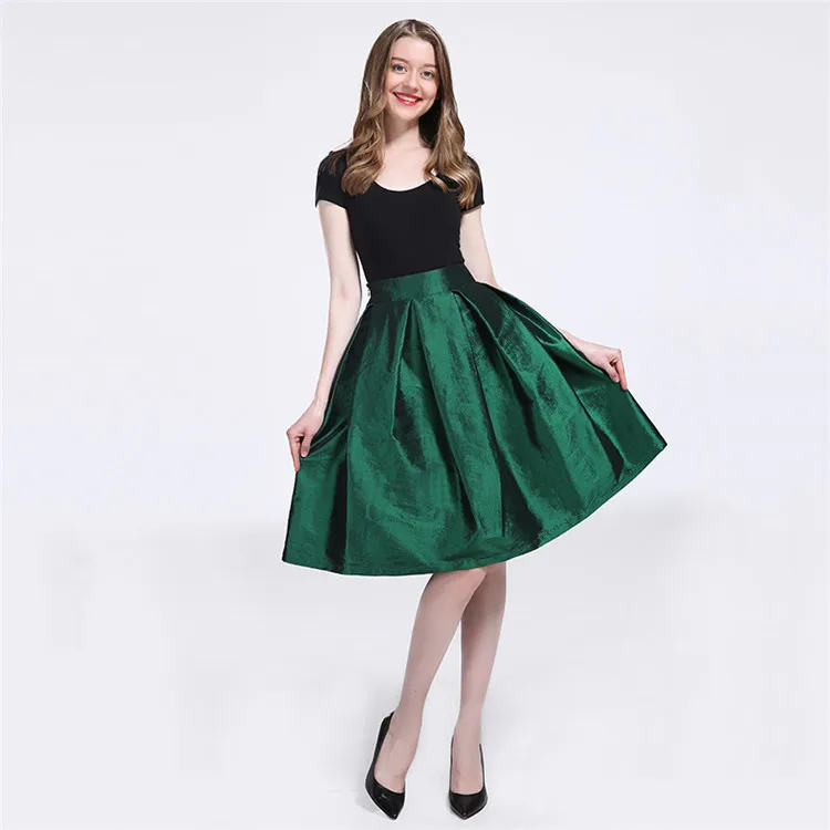 Модная весенняя летняя винтажная юбка в пол на молнии, Женская эластичная Однотонная юбка с высокой талией, Длинная женская юбка Jupe Longue - Цвет: Green