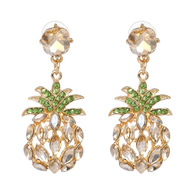 

Qiaose Crystal Rhinestone Pineapple Dangle Drop Earrings for Women Fashion Jewelry Boho Maxi Collection Earrings Accessories