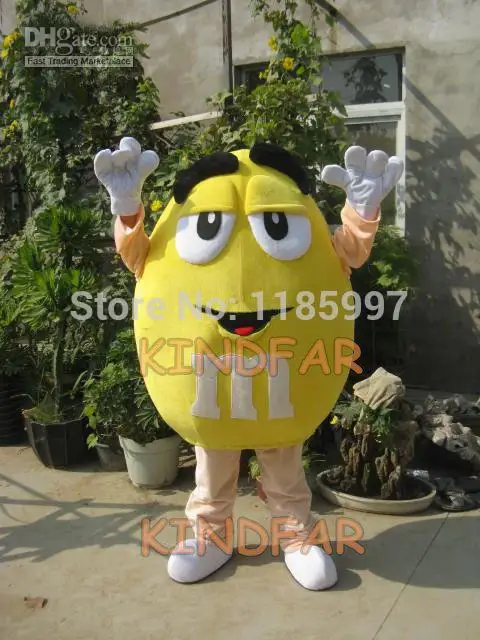

HOT SALE Popular YELLOW M&M Chocolate Candy Halloween animal Mascot Costume Fancy Dress Animal mascot costume free shipping