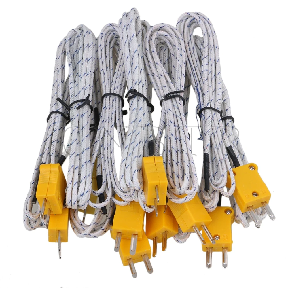 

CNBTR 2 Meters K Type Mini-Connector Thermocouple Temperature Sensor Cable Measure Range Pack of 10