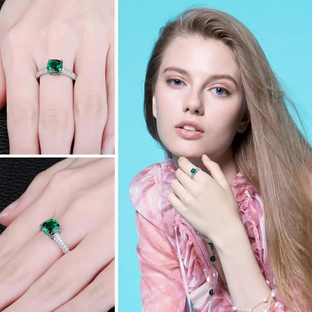 Женское кольцо с искусственным изумрудом JewelryPalace серебряное 925 пробы пробы|ring