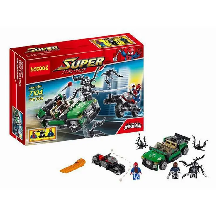 237pcs Decool 7104 Marvel Super Heroes Ultimate SpiderMan Building Blocks Set DC Minifigures Bricks Compatible font