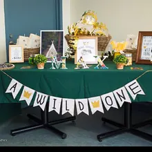 Пользовательские Дикие один/два диких/молодых диких и три первого дня рождения мешковины баннеры нулевой День Рождения вечерние тканевые гирлянды фото реквизит