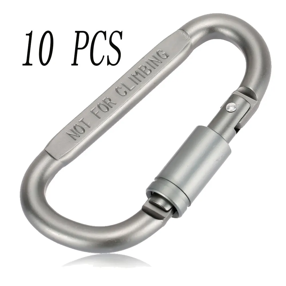 

Lixada 10pcs Aluminum Alloy D-ring Carabiner Hook Buckle Keychain Locking Screw Hanging Carabiner for Outdoor Camping Climbing
