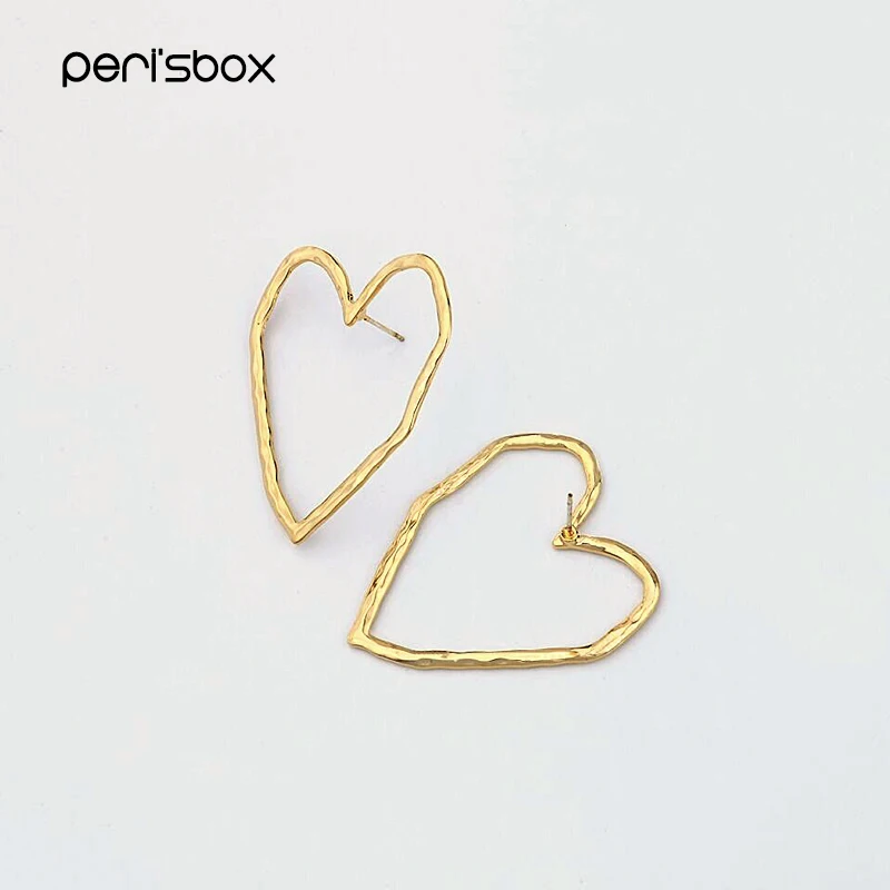 Серьги Peri'sBox золотого и серебряного цвета, круглые серьги в форме сердца для женщин, минималистичные геометрические серьги, серьги-кольца