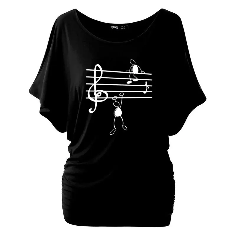 

Music Notes Funny Printed T Shirt Women Summer Animal Short Batwing Sleeve Tshirts Harajuku T-Shirt Girl Casual Tops t shirt