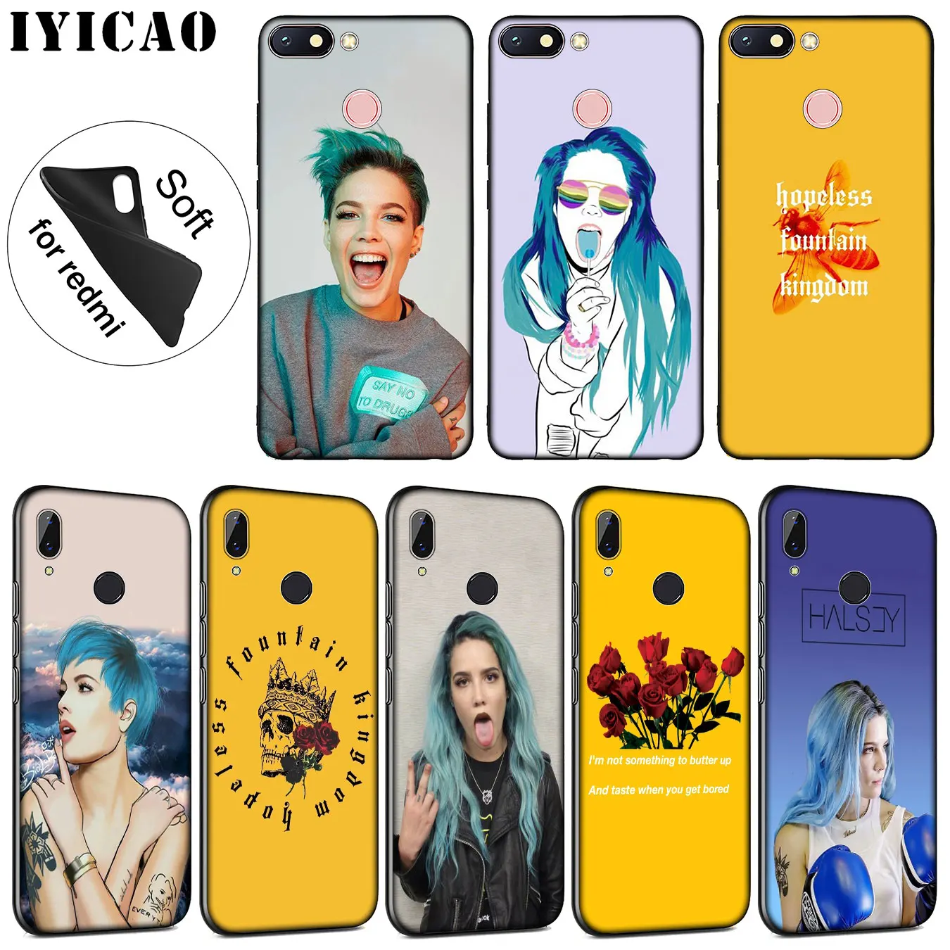 Мягкий силиконовый чехол IYICAO Halsey Fountain Kingdom для Xiaomi Redmi K20 8A 7A 6A 5A S2 4X 4A GO Note 8 7 5 Plus 6 Pro |