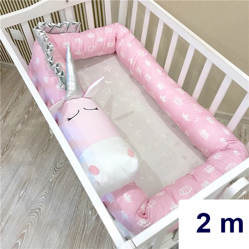 pink 2m INS ограждение детской кроватки слон Зебра Детская комната Детская кроватка бампер мягкие игрушки для детей защитный барьер - Цвет: pink 2m