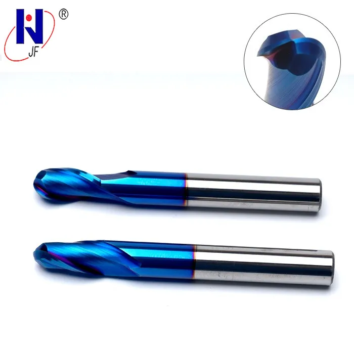 

HRC60 Blue NaCo Coated R0.5*2*D4*50 Solid carbide Ball nose end mill 2 flute end mills with straight shank milling cutter