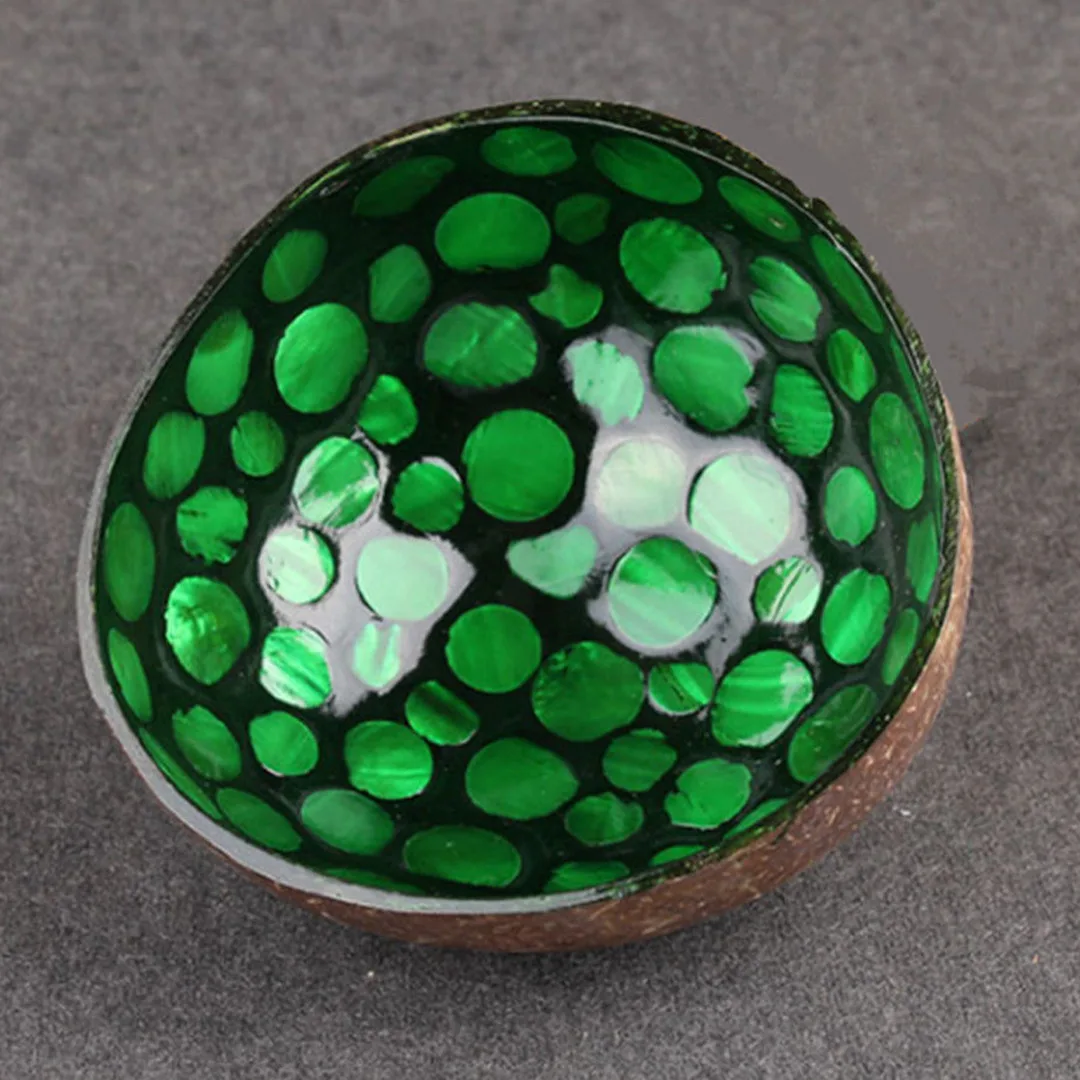 Natural Geometric Shape Coconut Shell Bowl Dishes Kitchen Paint Craft Home Decor