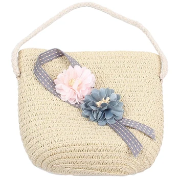 

Kid Girls Straw Bag Summer Boho Handbags For Girls Messenger Bag Flower Crossbody Bag Travel Beach Bag