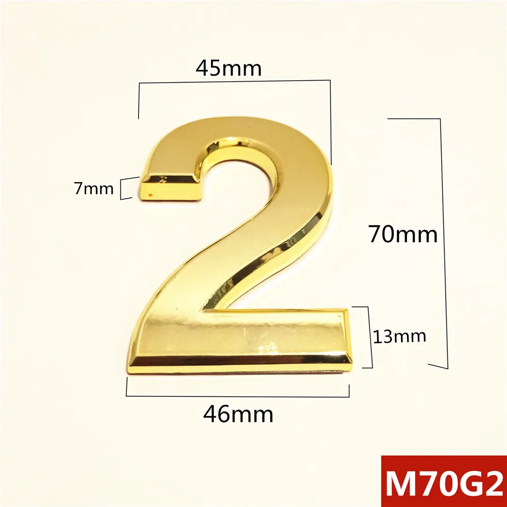 M70G亮金70mm塑料门牌=2号