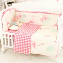 Акция! 6/9 шт фламенко детские постельные принадлежности для кроватки комплект кроватка белье хлопок Дешевые кроватки Постельное белье-бампер детское одеяло, 120*60/120*70 см