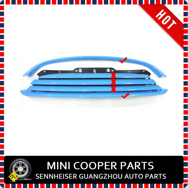 

Brand New ABS Plastic Blue Color Cooper Model Up and Lower Front Grille Trims For mini cooper R56 R55 R57 R58 R59 (3Pcs/set)