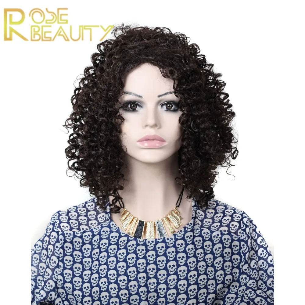 

Anime wig hair Fashion Natural Black Tight Kinky Curly Short cosplay Heat Resistant Synthetic Hair Women Wigs(Dark Brown/Blonde)