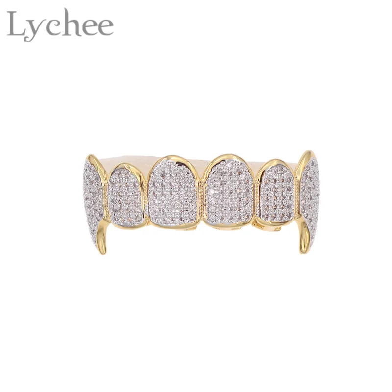 Fake Teeth For Adults 2Pcs Plated Silver Mouth Teeth Top Tooth Single Grill Cap Hip Hop Teeth Plain Decoration For Teeth Accessories Teeth Grills Gold