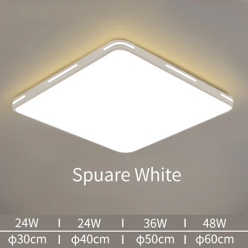 Светодиодный потолочный светильник, современная лампа, панель для гостиной, круглый светильник, приспособление для спальни, кухни, зала, поверхностное крепление, дистанционное управление - Цвет корпуса: White Square