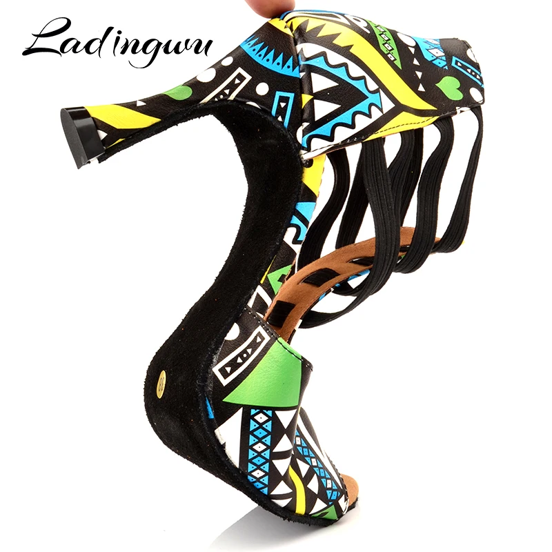  Ladingwu Brand Latin Dance Shoes Ladies Dance Boots Elastic band adjustment Ballroom Dance Shoes Bl