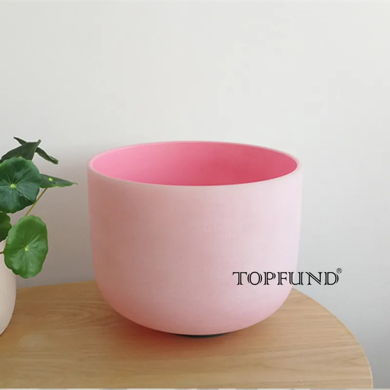 TOPFUND F Note Heart Chakra Pink Colored Frosted Quartz Crystal Singing Bowl 8,O ring and Mallet included,For Meditation 13 inch purple color b note crown chakra frosted quartz crystal singing bowl with free suede and o ring