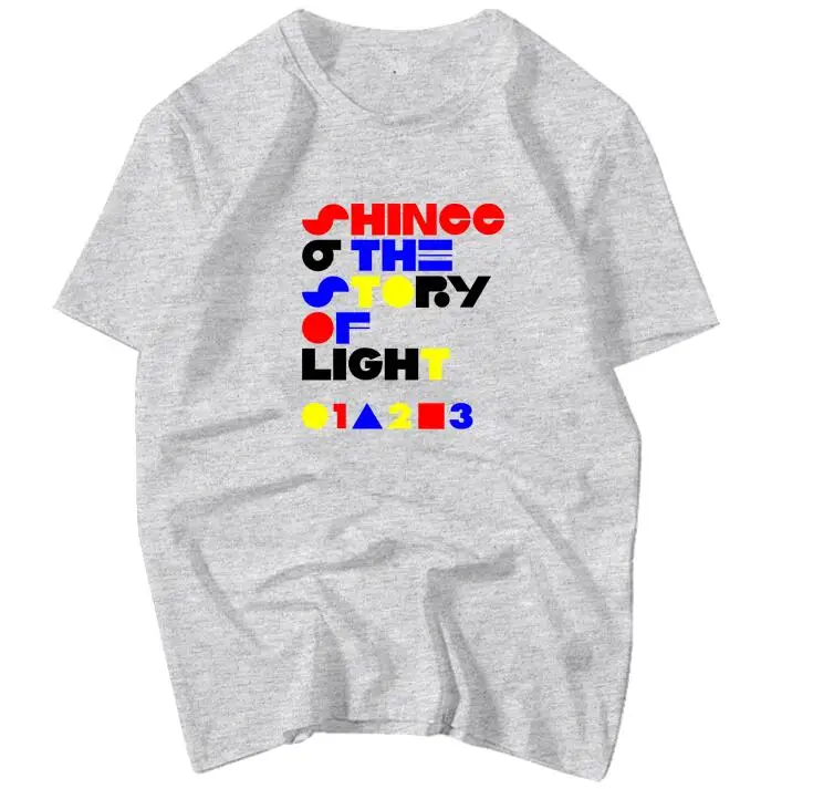 Shinee album the story of light, футболка с принтом, kpop, Летний стиль, унисекс, модная футболка с круглым вырезом и короткими рукавами, свободная, 4 цвета - Цвет: 1