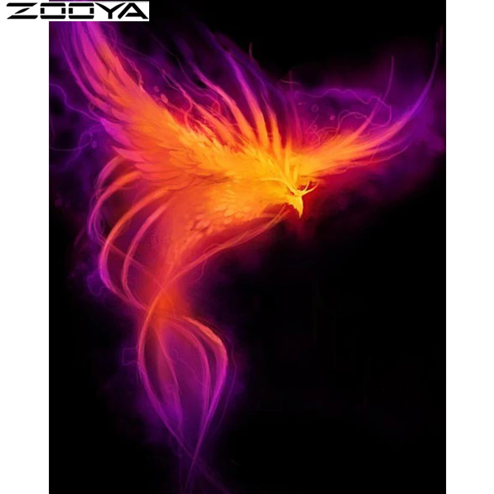 ZOOYA Diamond Embroidery 3d Cross Stitch Fashion Mosaic Pictures Of Rhinestones Fire Phoenix Animal Gift AT1547 | Дом и сад