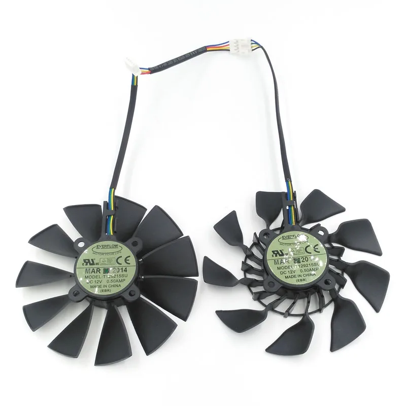 

New Original EVERFLOW T129215SU DC 12V 0.5A VGA Card Cooling Fan For Graphics Card ASUS GTX780 GTX780TI R9 280 290 R9 280X 290X