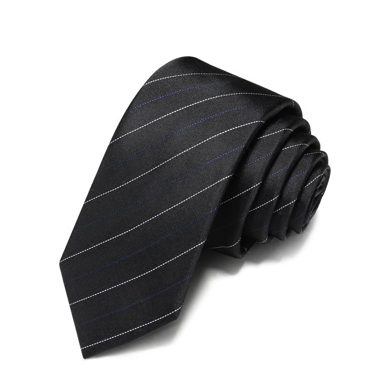Fashion Brand Classic Black Striped Men Tie 5.5cm Slim Necktie Designer
