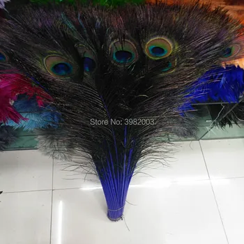 

100 pieces/batch of beautiful sapphire peacock feathers 80-90 cm long Diy wedding, living room, decorative vase