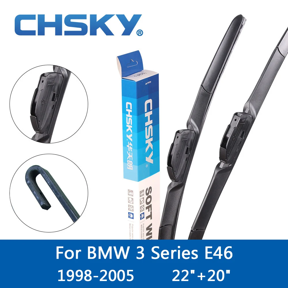 

CHSKY Car Windshield Wiper Blade For BMW 3 Series E46 1998 to 2005 Fit Hook Arms 22"&20" Natural Rubber Windscreen Wipers