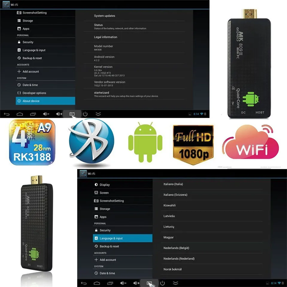 8g wifi tv media player mk809iii bluetooth xbmc