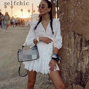 

Women White Cotton Dress High Quality 2019 Summer Embroidered Dresses