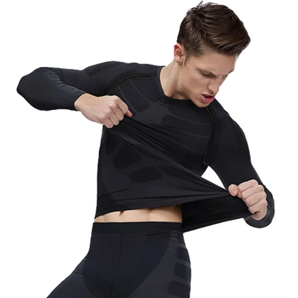 Men Quick Dry Compression Sport T Shirt Tight Tops Long Sleeve Gym Tee