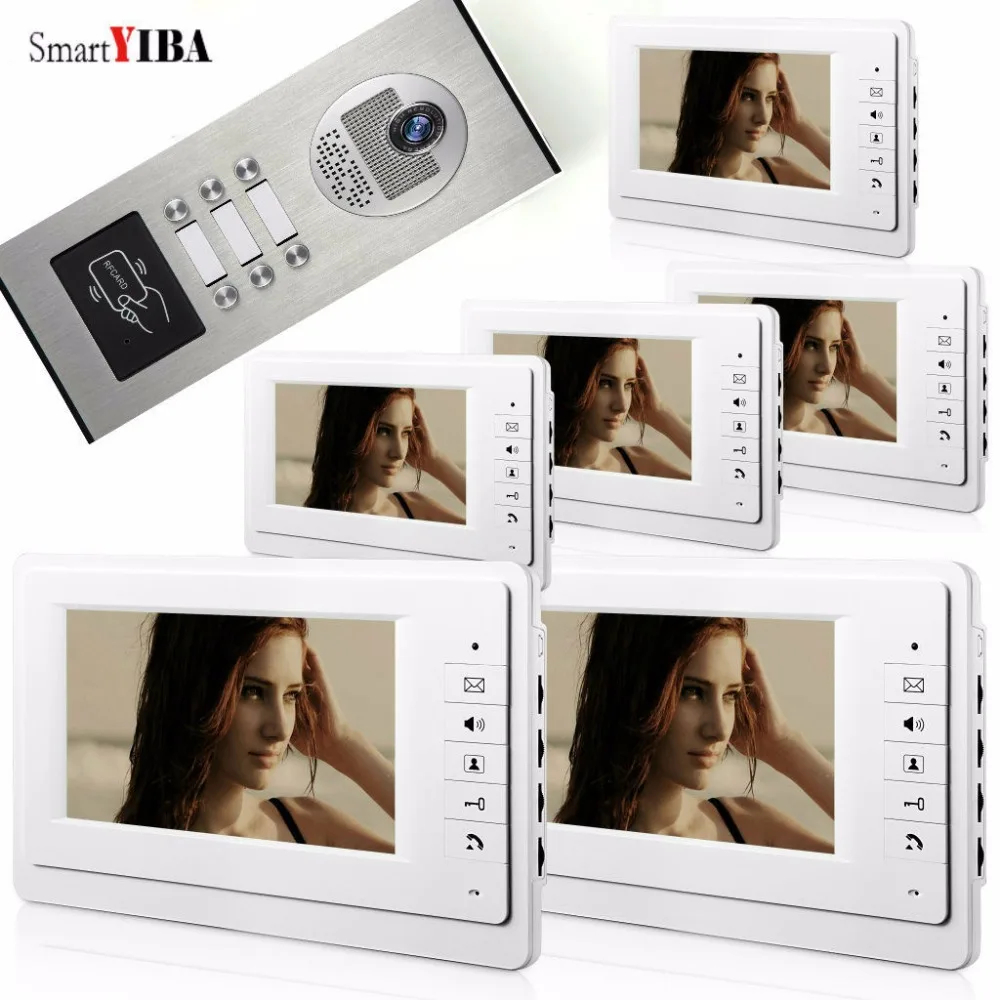 

SmartYIBA RFID Access Video Door IR Camera For 6 Units Apartment Video Intercom Doorbell Doorphone Kits For House/Flats