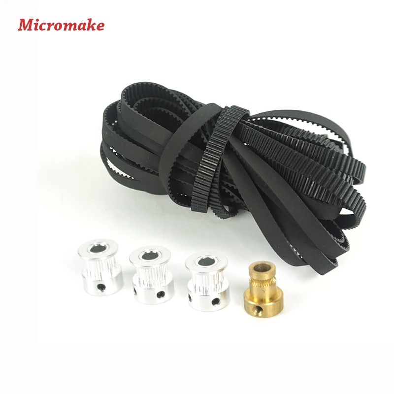 

Micromake 3D Printer Parts 1pcs GT2 Belt 3pcs Synchronous Wheel 1pcs Extruder Wheel for DIY 3D Printer Accessories